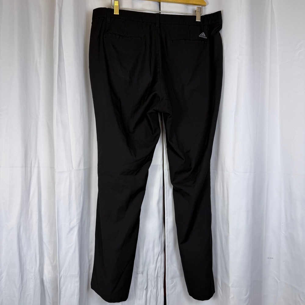 Adidas Mens Black Golf Pants Performance Flat Front Trousers 37x30 - Picture 6 of 12